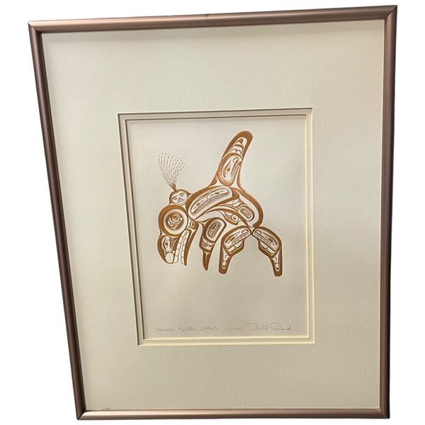 Bill Reid Copper Foil Print "Haida Killer Whale" * Double matted in an 11" x 14" frame * Missing the