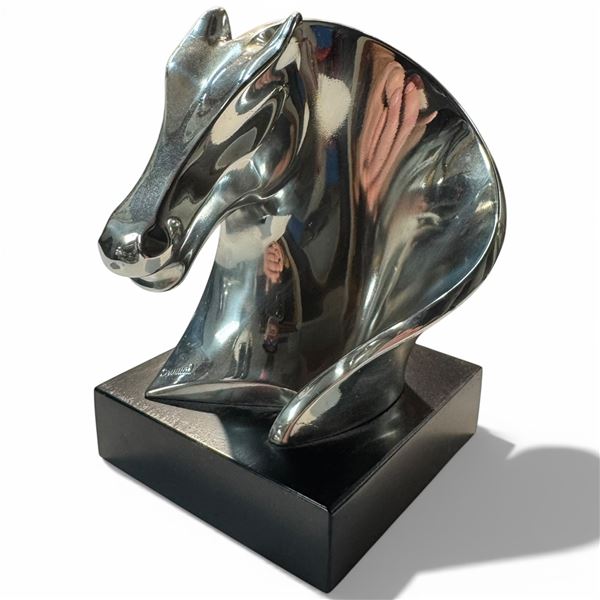 Silver Plated Horse Head Statue * 4" x 4" x 6.5" tall