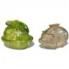 Image 1 : Vintage Depression Glass Bunny on Nest & Piggy Bank (Bunny on Nest is 4" x 5" x 4.5" tall)