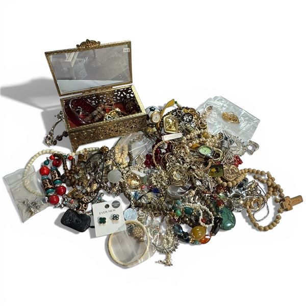 Box Lot of Assorted Jewelry and Small Jewel Box