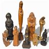 Image 1 : Collection of Wood Carved Folk Art Figurines 9 Pieces Tallest 16.5-Inch