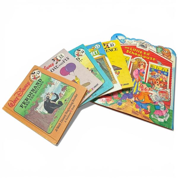 5 Vintage Walt Disney & 1 Little Red Schoolhouse Book Set