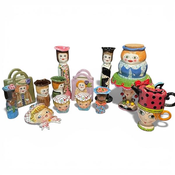 Large Collection of Ganz Dilly Dots Glazed Ceramics