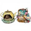Image 1 : 2 Enesco Animated Musical Collectibles with the Whiskerflick Mouse Family (Teapot Bungalow and Sew P