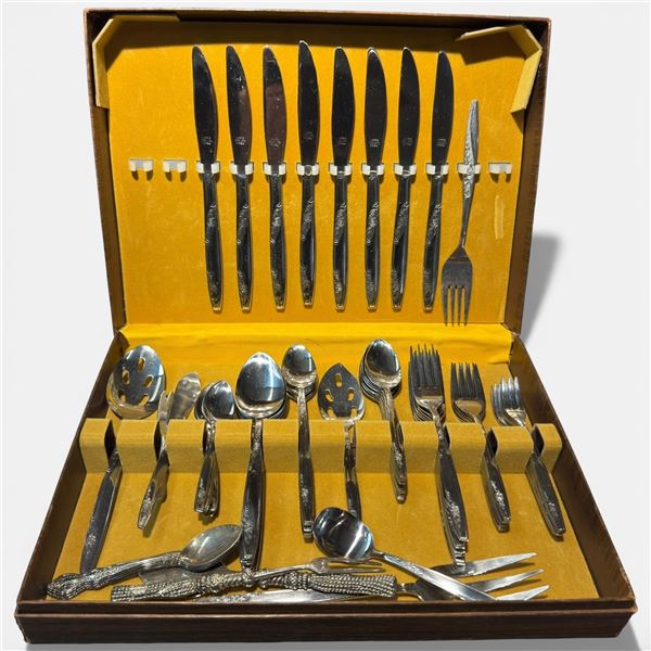 Set of Vintage Imperial Stainless Steel Flatware in Box
