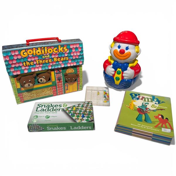 Groups of Games, Toys and Notecards (Weeble Wobble Clown, Gumby & Friends Notecards with Envelopes a