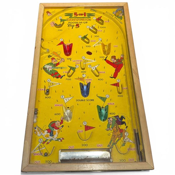 Northwestern Products Co. "Poosh-M-Up Big 5" Tabletop Pinball Game * Battery Operated (13" x 24")