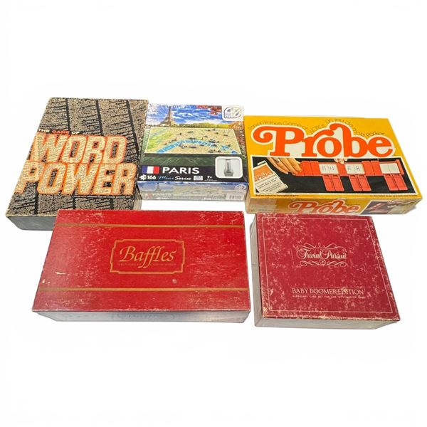 Game Group of 4 Items* Paris Jig Saw, Parker Probe, Baffles and Trivial Pursuit