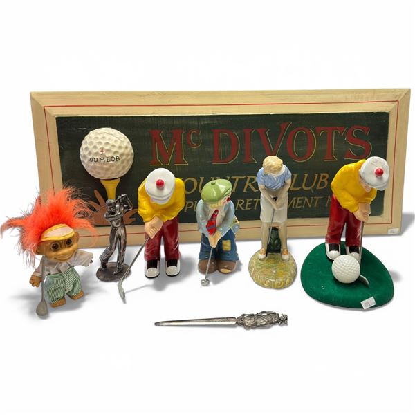 Group of Golf Figurines & Trophy * Featuring the 5" Troll Doll Golfer