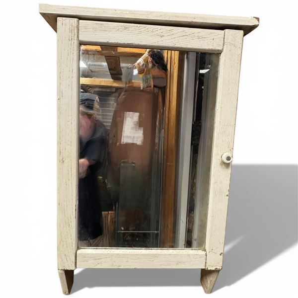 White Washed Vintage Wood Medicine Mirrored Cabinet with Contents Shaiving Kit, Wate...