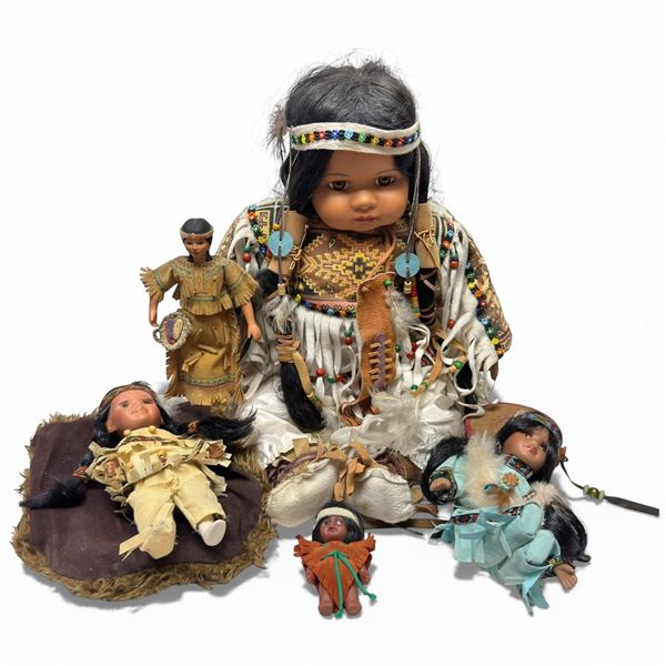 Collection of Native Dolls in Different Dress Tallest 18-Inch