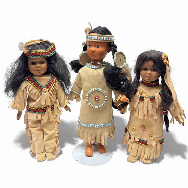 Native First Nations Dolls 3 Piece Set 14-Inch Tall