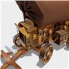 Image 3 : Handmade Wooden Western Americana Covered Wagon with Fabric Covering, Copper Accents...
