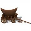 Image 4 : Handmade Wooden Western Americana Covered Wagon with Fabric Covering, Copper Accents...