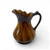 Image 1 : Blue Mountain Pottery Pitcher Scalloped Rim Colonial Style 8.5-Inch Brown & Yellow Drip Glaze