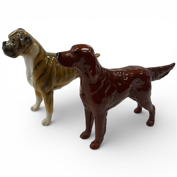 Beswick Porcelain Dogs JBD106 Boxer Brindle 5.5-Inch & Model 966 Irish Setter 8.25-Inch