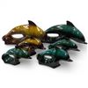 Image 1 : Blue Mountain Pottery Pod of 6 Dolphins 4 Small 6-Inch & 2 Medium 12-Inch Green & Brown Glazes