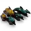 Image 2 : Blue Mountain Pottery Pod of 6 Dolphins 4 Small 6-Inch & 2 Medium 12-Inch Green & Brown Glazes