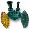 Image 1 : Assorted Blue Mountain Pottery: Large Spade Dish, Leaf Bowls & Vases Green or Yellow Glazes