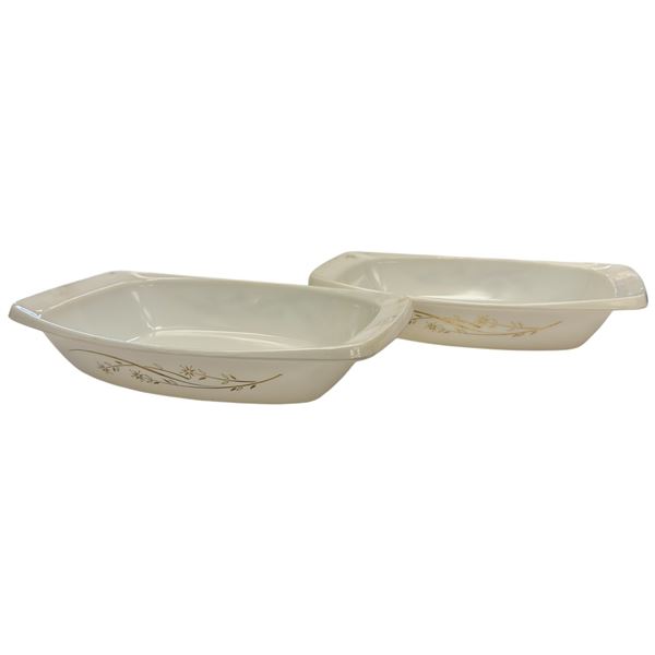 Pair of Pyrex 055 Golden Honeysuckle 2.5 QT Rectangular Covered Baking Dishes