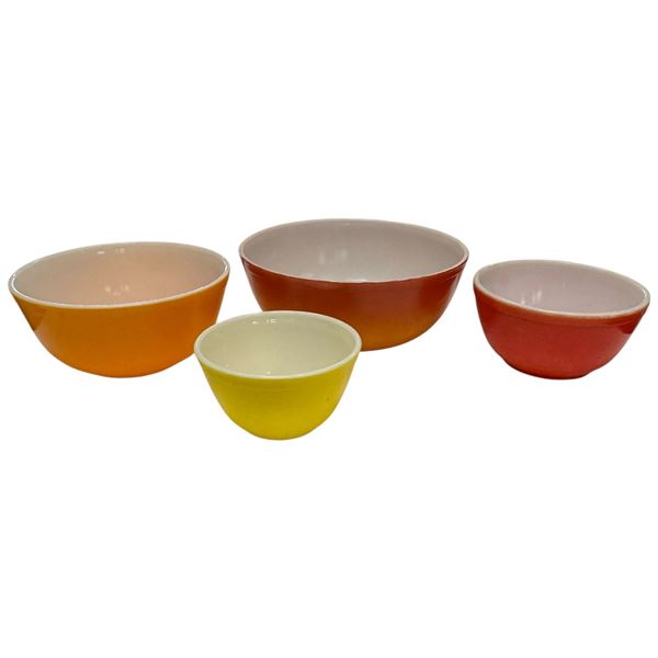 Set of 4 Pyrex Primary Color Mixing Bowls (400 Series) a Vintage Set of Pyrex Primary Color