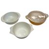 Image 2 : Trio of Bakeware: Pyrex Zoom Bowl 6.5-Inch, White Pyrex Model 022 & Pyrex 422 with Lid