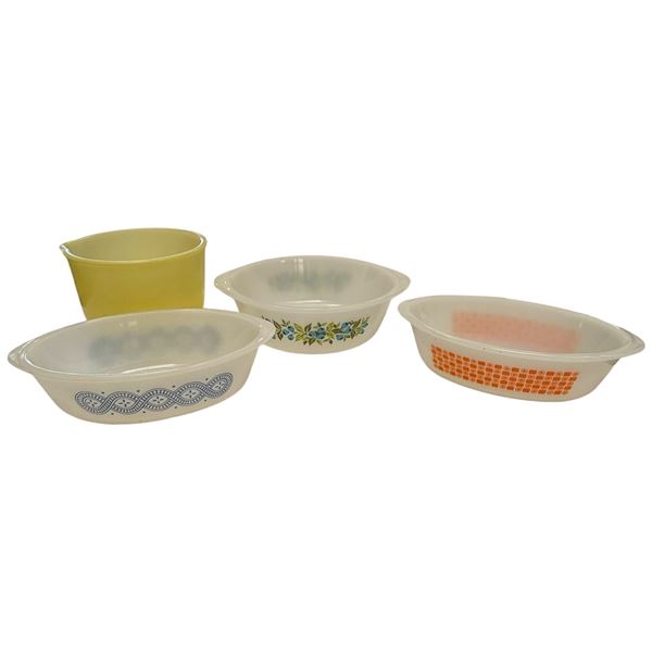 Glassbake Bakeware: Blue Onion, Orange Pattern & Blueberry Casserole Dishes & Sunbeam Mix