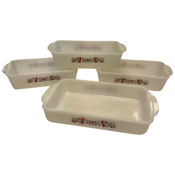 Fire King Primrose Floral Pattern Model 3x 409 Dishes & Model 1x 410 Dish