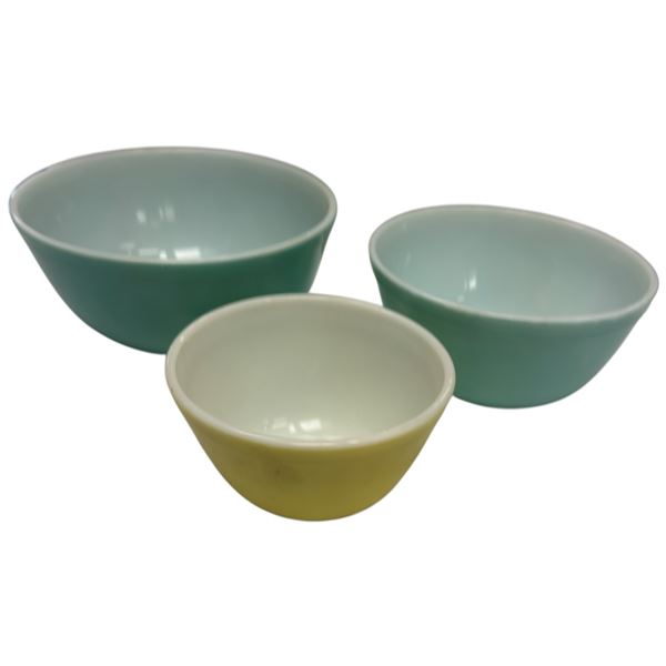 Pyrex Mixing Bowls 401 402 & 403 Glass Nesting Set Vintage
