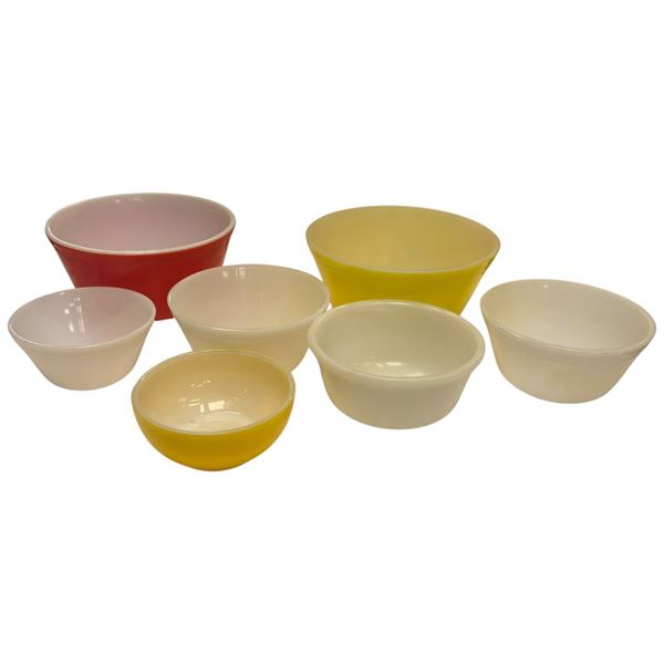 7 Assorted Mixing Bowls JAJ Fire King & Hazel Atlas Vintage