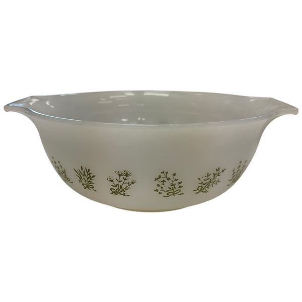 Glassbake J-2356 Mixing Bowl with Green Herbs Pattern
