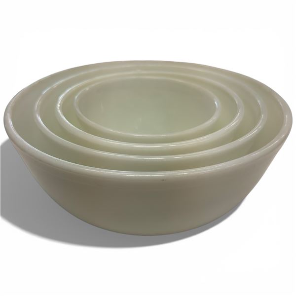 Set of 4 Pyrex 400 Series White Nesting Bowls 401 402 403 & 404 No Chips