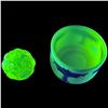 Image 2 : Haisey Glass Uranium Glass Trinket Dish 'Father' & Vaseline Glass Candle Stick Holder
