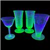 Image 1 : Uranium Glass Collection: Malt Glass, Cordial Glass & Pair of Paden City Party Line Parfait Glasses
