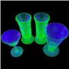 Image 2 : Uranium Glass Collection: Malt Glass, Cordial Glass & Pair of Paden City Party Line Parfait Glasses
