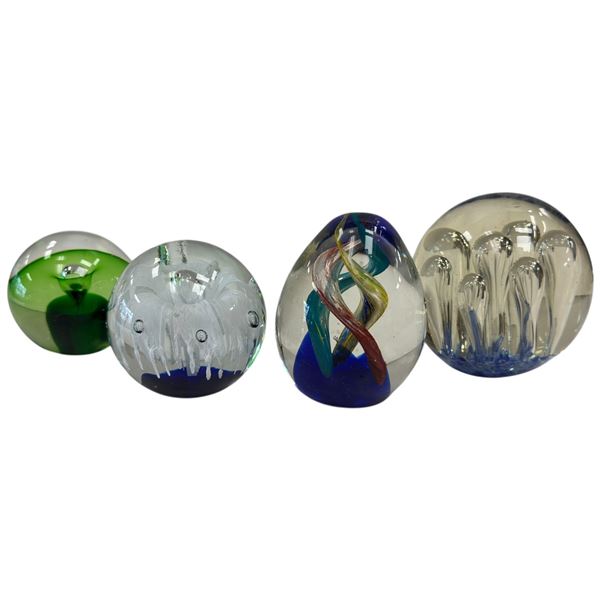 Murano Style Art Glass Foursome Paperweights Contemporary