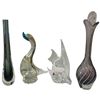 Image 1 : Four Piece Art Glass Group: Signed Vilca Fish Murano Style Glass Duck & Two Glass Vases 11.5-Inch