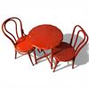 Image 2 : Vintage Red Painted Wood Table & 2 Bentwood Chairs (Table is 24" diameter &  30" tall)