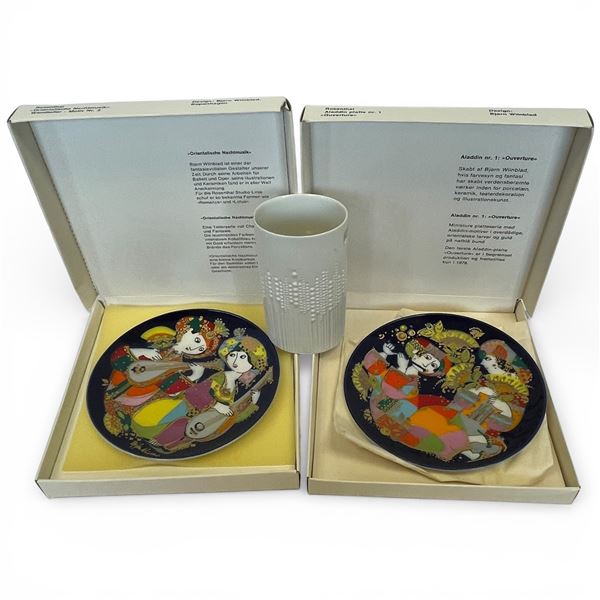 Rosenthal Wandteller & Aladdin 6-Inch Plates & White Rosenthal Vase 4.25-Inch