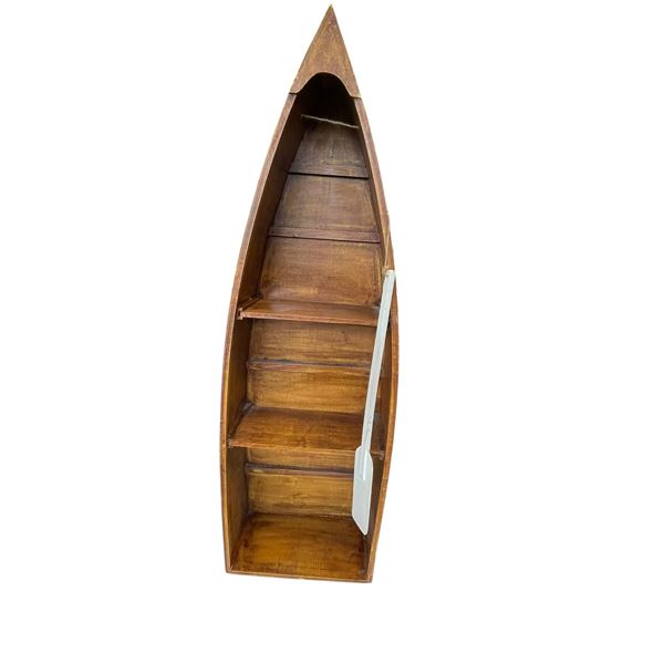 Rustic Rowboat Style Tabletop Curio Shelf