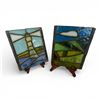 Image 1 : Handcrafted Stained Glass Panels Featuring Landscape Scenes,