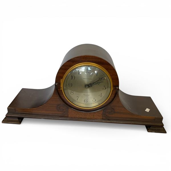 Vintage Herschede Electric Napoleon Style Wood Mantle Clock with Key