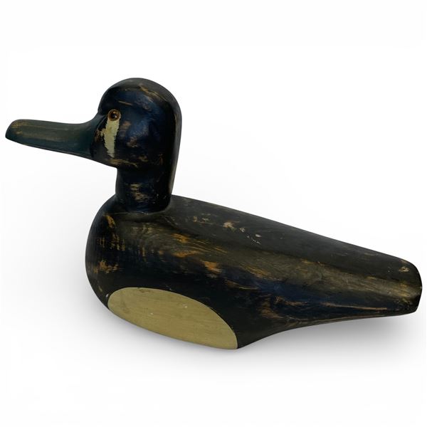 Vintage Rustic Handcarved & Painted Wood Duck Decoy 11-Inch