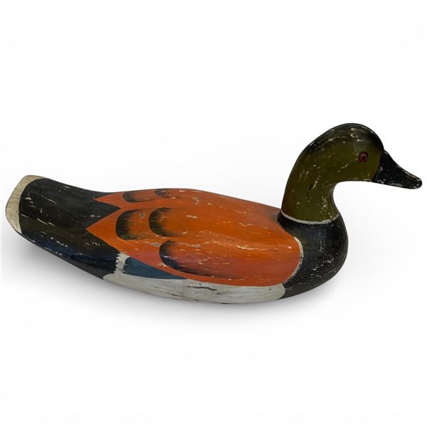 Vintage Hand-Carved & Hand-Painted Wooden Mallard Duck Decoy 16-Inch