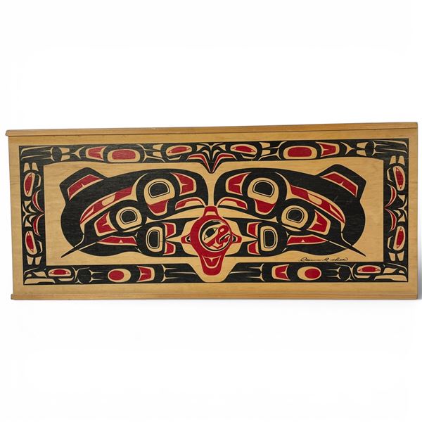 Clarence a Wells Painted Salmon Box West Coast First Nations Art 18 IN 7.5 IN