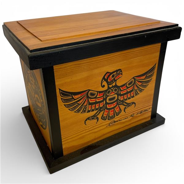 Clarence a Wells Wooden Keepsake Box Thunderbird Painted Thunderbird First Nations West Coast