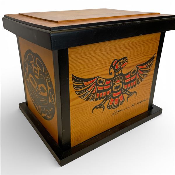 Clarence a Wells Wooden Keepsake Box Thunderbird Painted Thunderbird First Nations West Coast