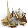 Image 1 : Fleet of 6 Wooden Ships: Sailboats Tugboats & Wine Bottle Holder Tallest 25-Inch