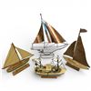 Image 4 : Fleet of 6 Wooden Ships: Sailboats Tugboats & Wine Bottle Holder Tallest 25-Inch