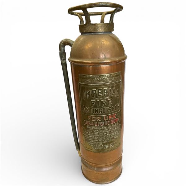 Vintage Brass Imperial Fire Extinguisher 24-Inch Tall